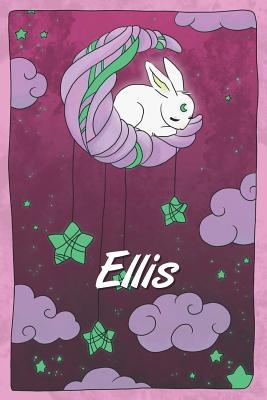 Read Online Ellis: personalized notebook sleeping bunny on the moon with stars softcover 120 pages blank useful as notebook, dream diary, scrapbook, journal or gift idea - Jenny Illus file in PDF
