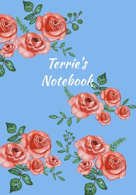Full Download Terrie's Notebook: Personalized Journal - Garden Flowers Pattern. Red Rose Blooms on Baby Blue Cover. Dot Grid Notebook for Notes, Journaling. Floral Watercolor Design with First Name -  file in PDF